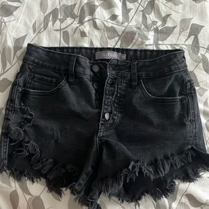 Black denim shorts